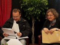 Herr Dr. Olaf Mertsch, Consultant und Petra Wodzicki, BWSA-Netzwerkmanagerin auf der Pressekonferenz (Rockharzfestival 2012)